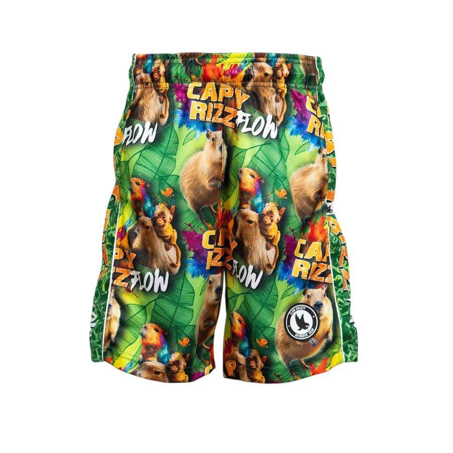 Flow Society Big Boys' 7" Capybaras Capy Rizz Flow Shorts - Green - GREEN